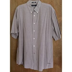 Daniel Cremieux Button Down Shirt Men's Size 2XL Brown Plaid Stripe Casual SS